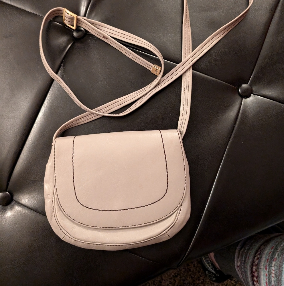 Small Leather HOBO purse in a light grey